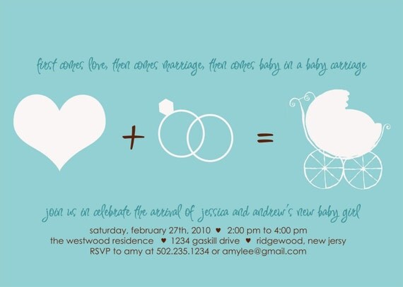First Comes Love, Then Comes... - Custom Baby Shower Invitation Il_570xn