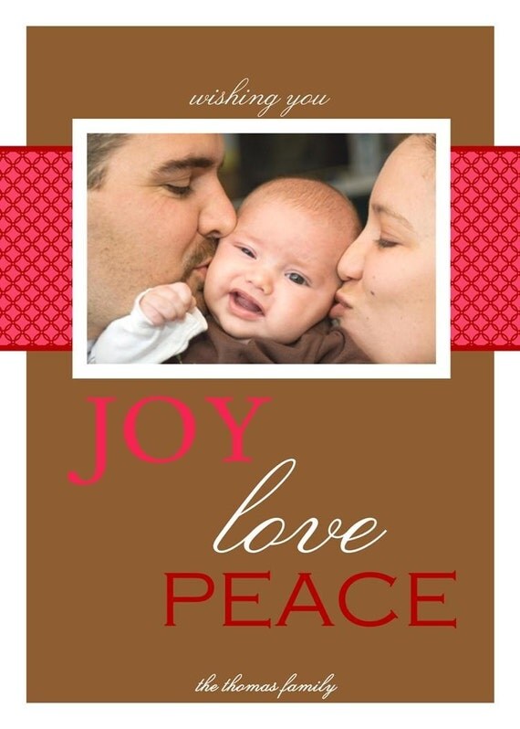 JOY Peace LOVE...Custom Holiday Photo Card...by KM Thomas Designs Il_570xn