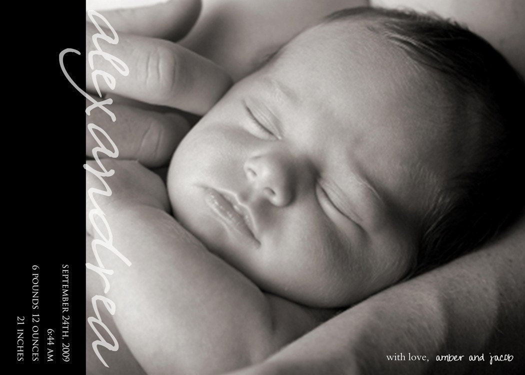 Simple Modern Custom Photo Birth Announcement Il_570xn