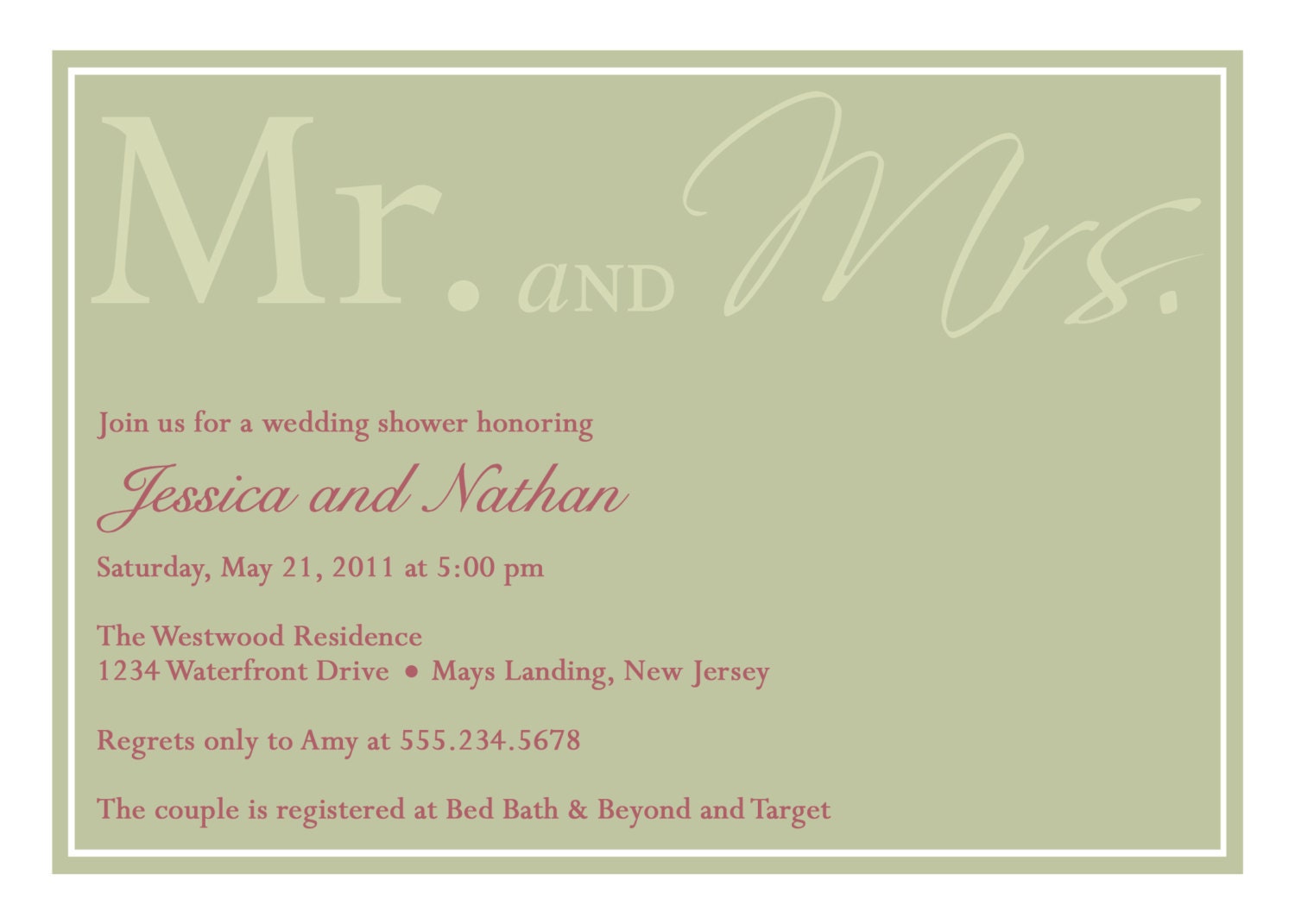 MR and MRS...Custom Wedding or Bridal Shower Invitation...by KM Thomas Designs Il_570xn