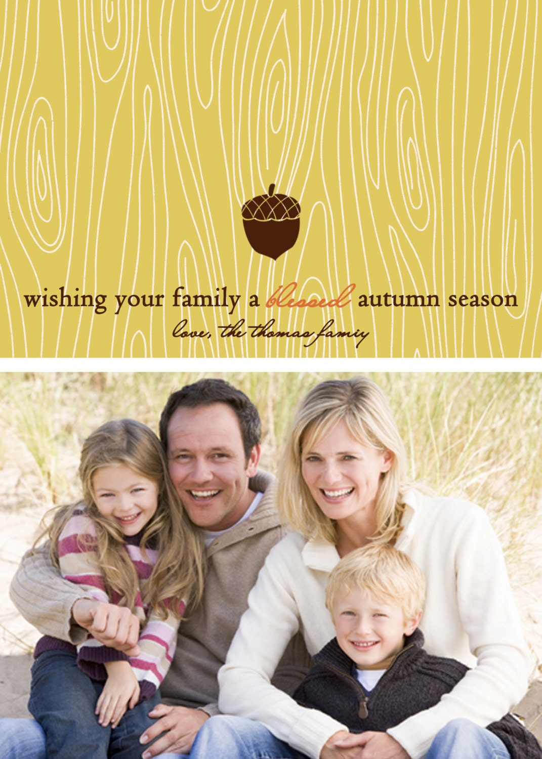 Acorn - Custom Fall or Autumn Photo Card Il_570xn