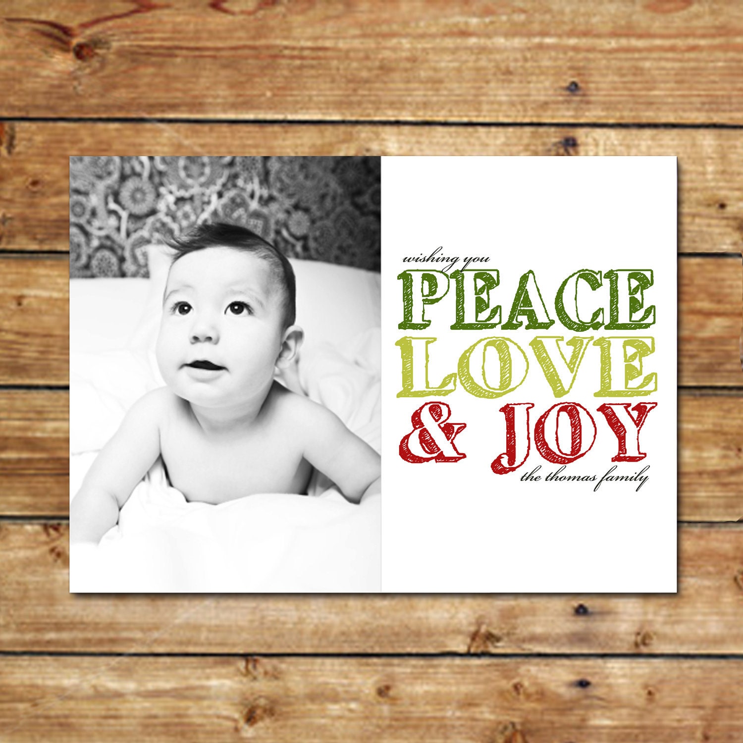 CHEERFUL LOVE...Custom Photo Holiday Card...by KM Thomas Designs Il_570xn
