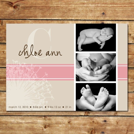 SWEET...Custom Photo Baby Girl Announcement...by KM Thomas Designs Il_570xn