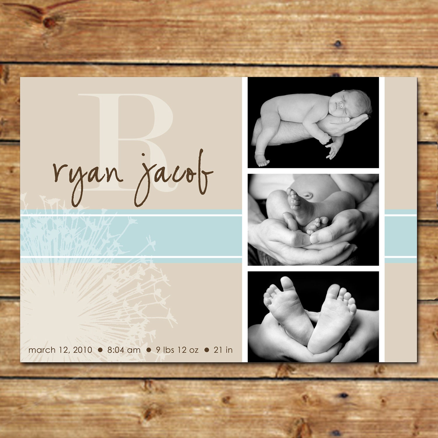 SWEET...Custom Photo Baby Boy Announcement...by KM Thomas Designs Il_570xn
