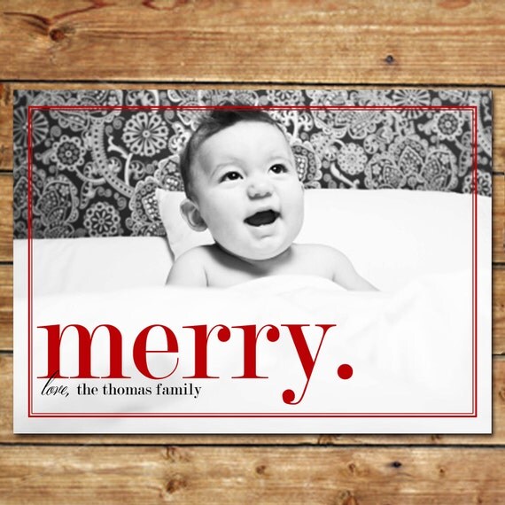 SIMPLY MERRY...Custom Photo Holiday Card...by KM Thomas Designs Il_570xn