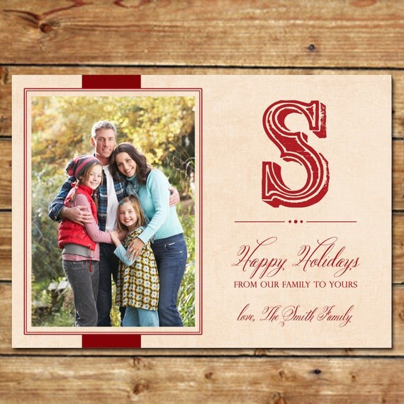 MONOGRAM...Custom Holiday or New Year Card...by KM Thomas Designs Il_570xn