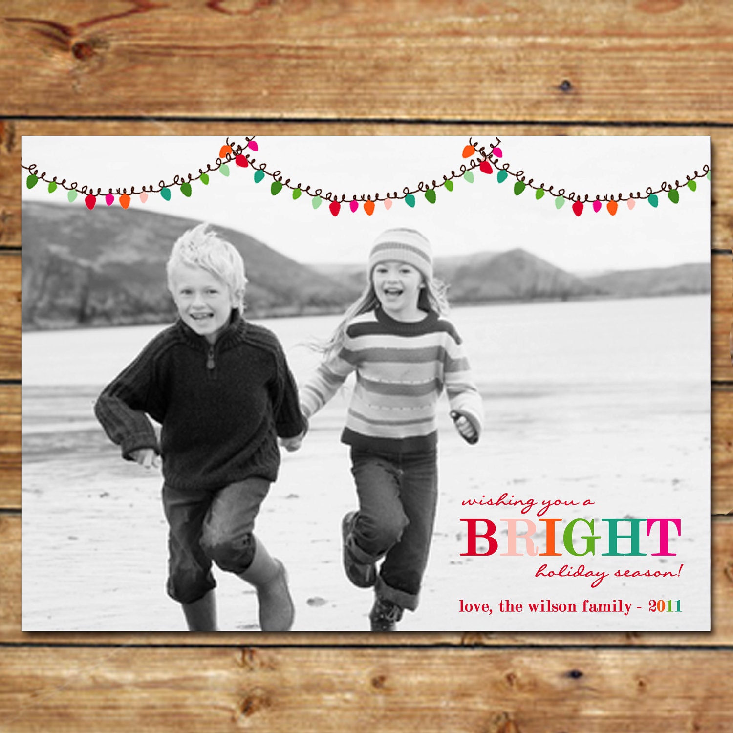 HOLIDAY LIGHTS...Custom Photo Holiday Card...by KM Thomas Designs Il_570xn