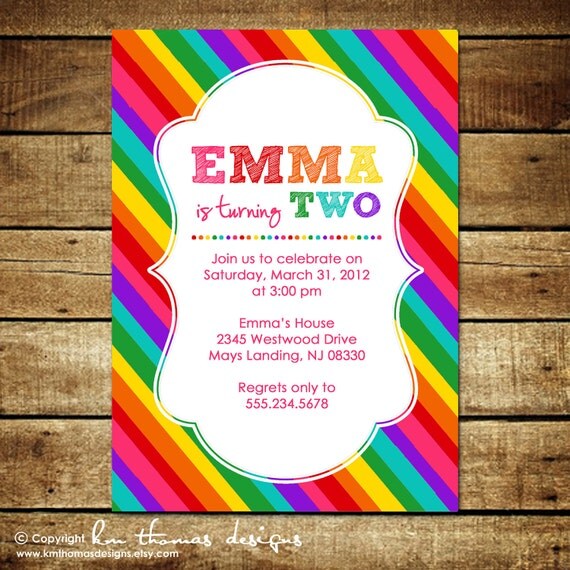 OVER the RAINBOW...Custom Birthday Invitation...by KM Thomas Designs Il_570xn