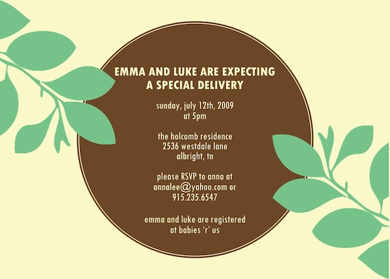 BEAUTIFUL BRANCHES...Custom Baby or Bridal Shower Invitation...by KM Thomas Designs Il_570xn
