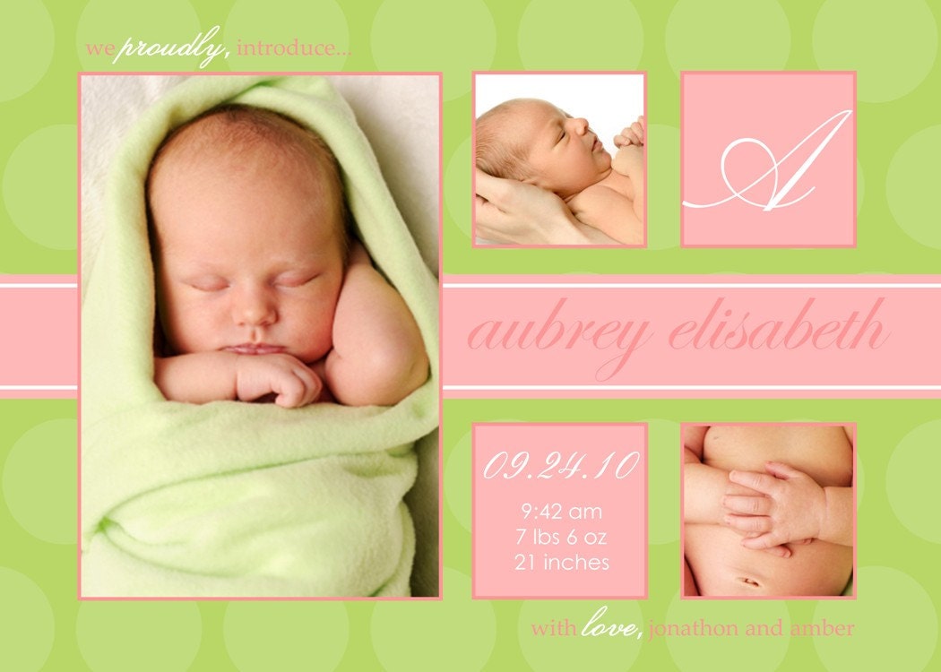 MODERN COLLAGE...Custom Photo Birth Announcements...by KM Thomas Designs Il_570xn