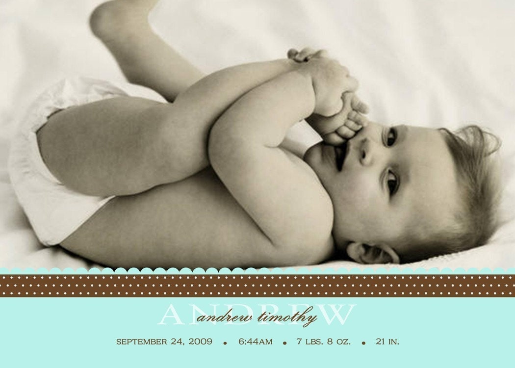 SWEET and SIMPLE...Custom Photo Boy Birth Announcement...by KM Thomas Designs Il_570xn