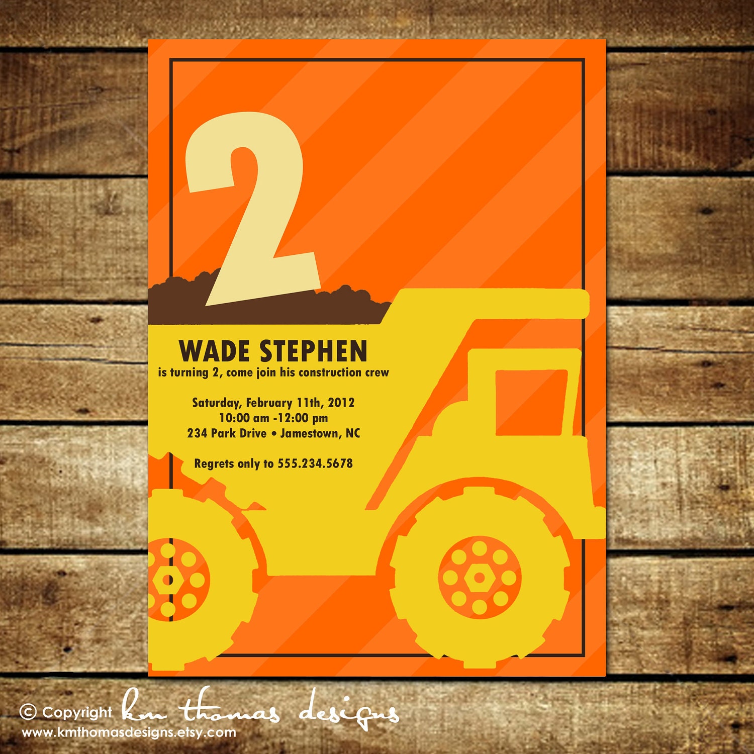CONSTRUCTION ZONE...Custom Birthday Invitation...by KM Thomas Designs
