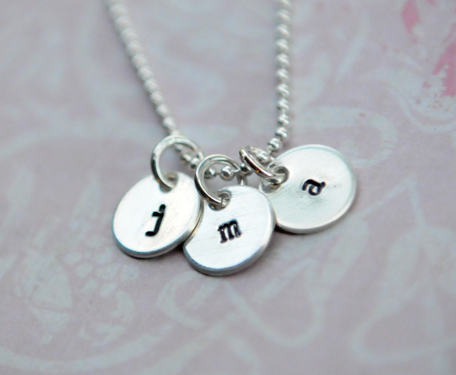 Hand Stamped Sterling Silver Initial Tag Necklace - Initially Tagged