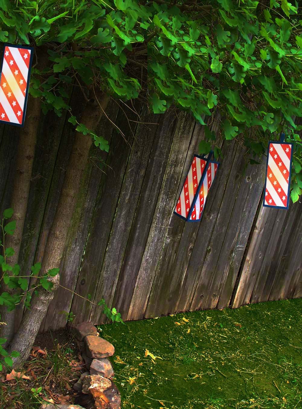 Old Glory Glow--Stars And Stripes Hanging Lanterns-Set of 3 Fourth Of July Luminaries--Hanging Flag Themed Lantern Decoration