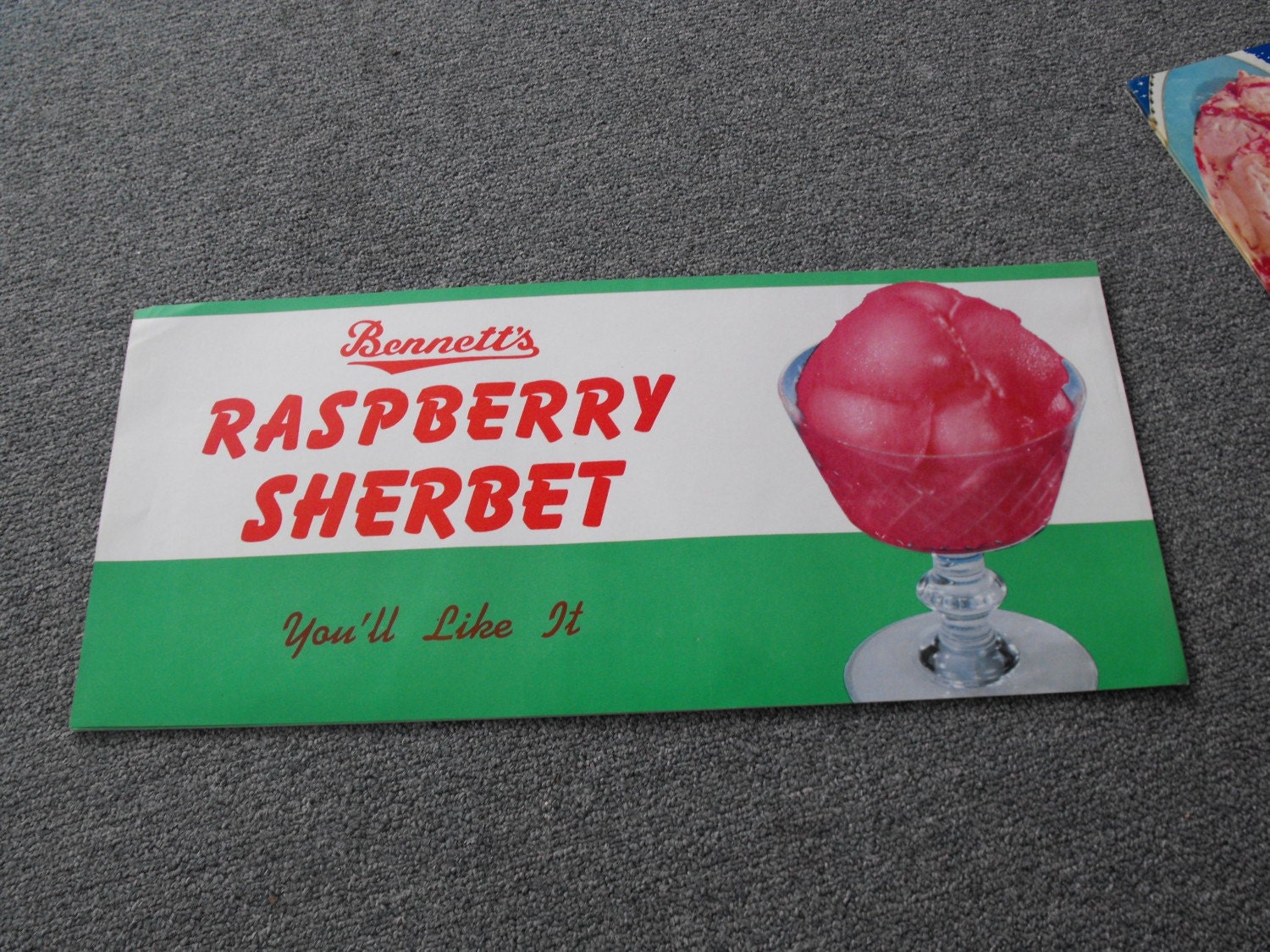 VINTAGE Ice Cream Advertising Poster Raspberry Sherbet