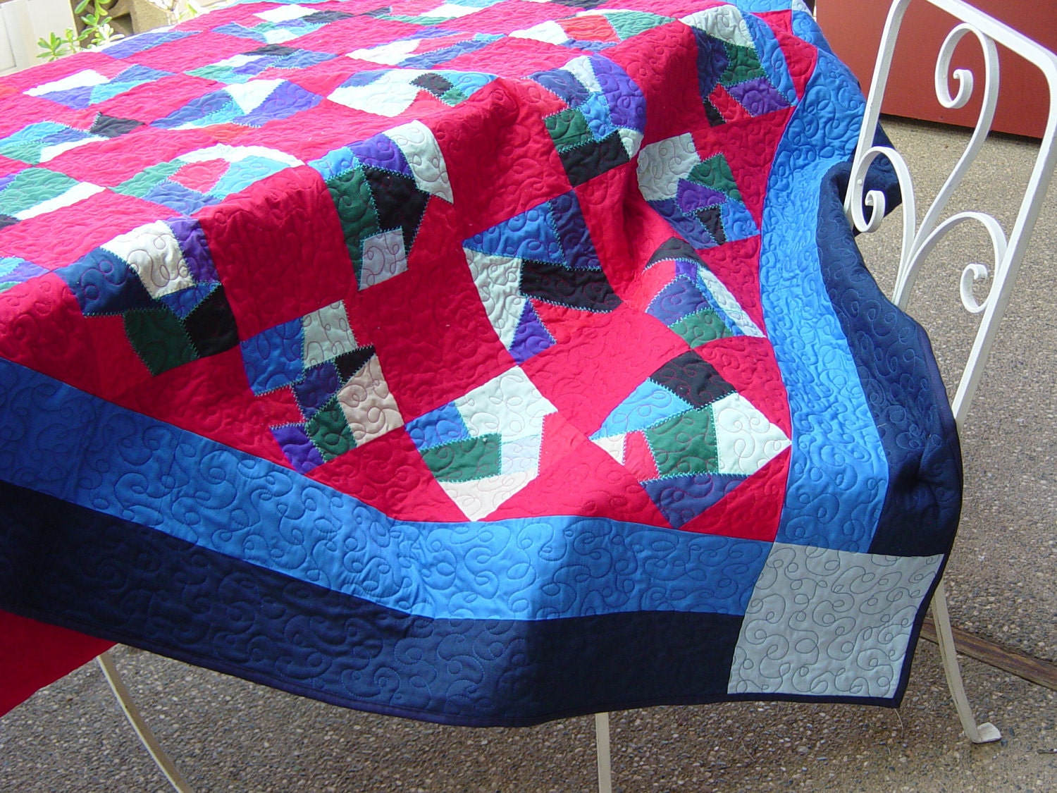 Quilt, Amish crazy quilt, twin, 59x75