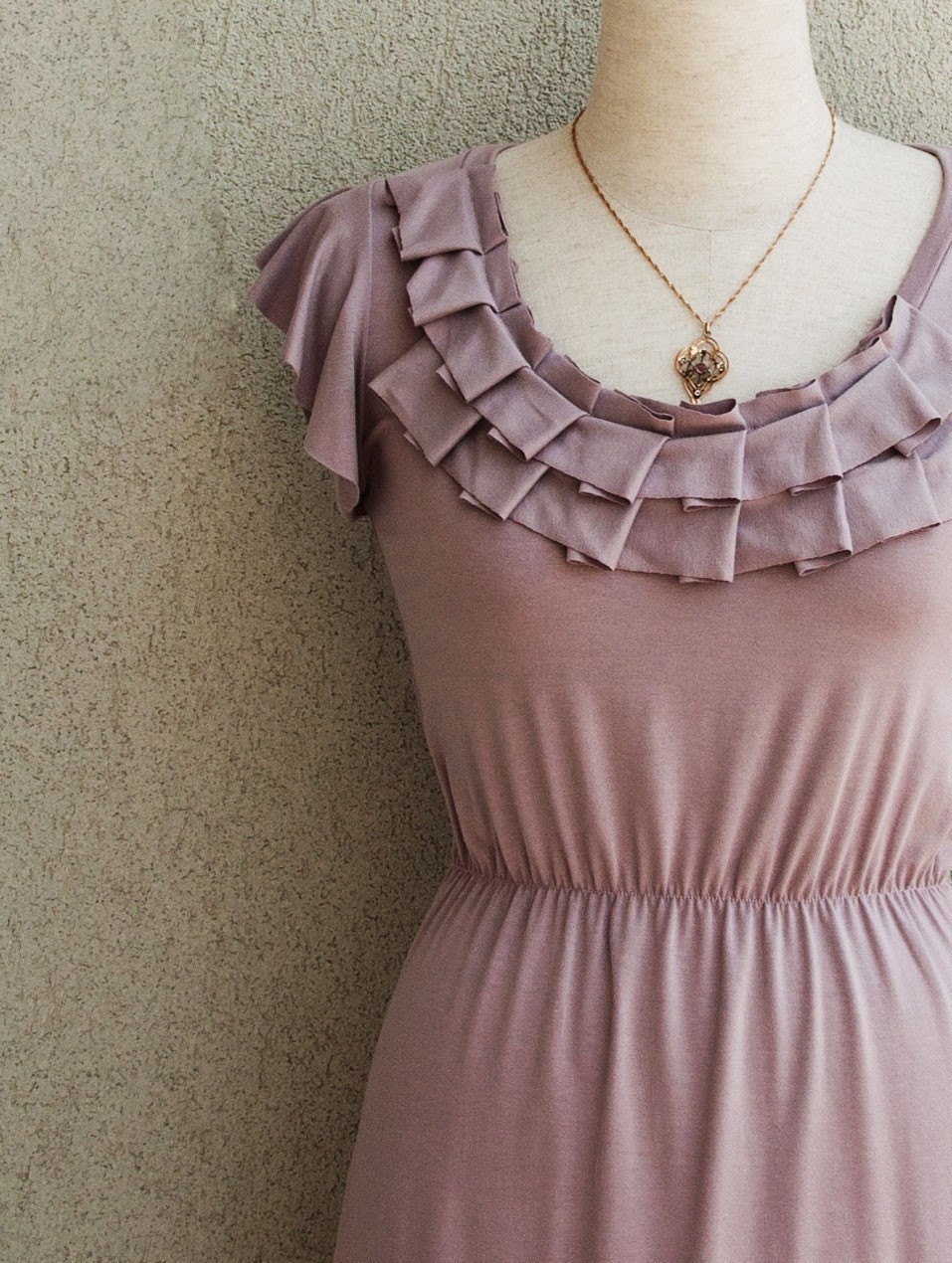 Lilac Dress, Pleated Neckline, Summer, Bridesmaid Dress