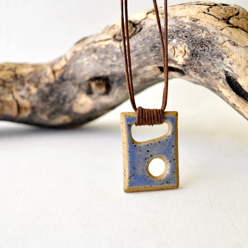 Abstract sculpture stoneWEAR pendant necklace blue geometric charm necklace