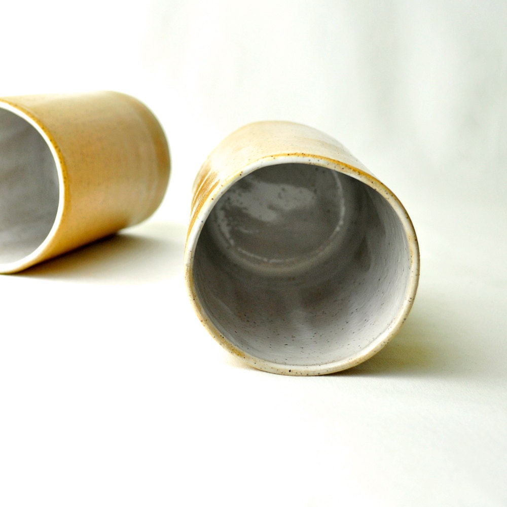Stoneware Tumblers in Sienna and White (Set of 2)
