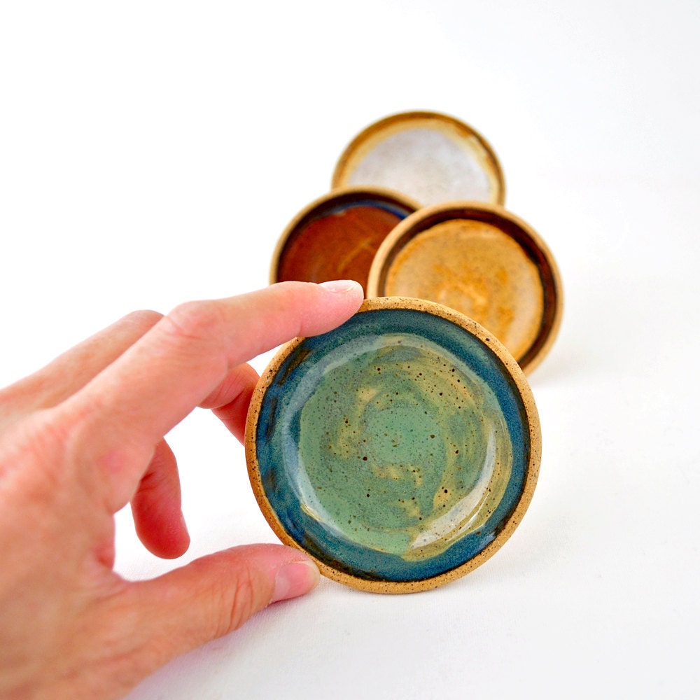 MISMATCH small pottery dishes- Mini ceramic tea bag bowls (Set of 4)