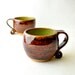 Ceramic Tea Cups - Hobbit Mugs in Green Chartreuse and Earth Brown (Set of two)