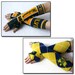 handmade fingerless gloves armwarmers made from MICHIGAN WOLVERINES fleece - bombshellsports