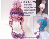 Crochet PATTERN hat num.362.newborn to adult. Earflap Hat.make it any size, sell your finished hats, instant digital download