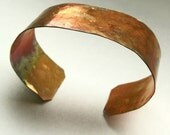 Copper Cuff Rustic Bracelet Oxidized Hammered Metalwork Unisex Jewelry