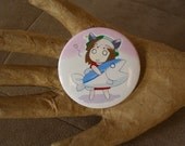 Anime Girl Likes Fish Button