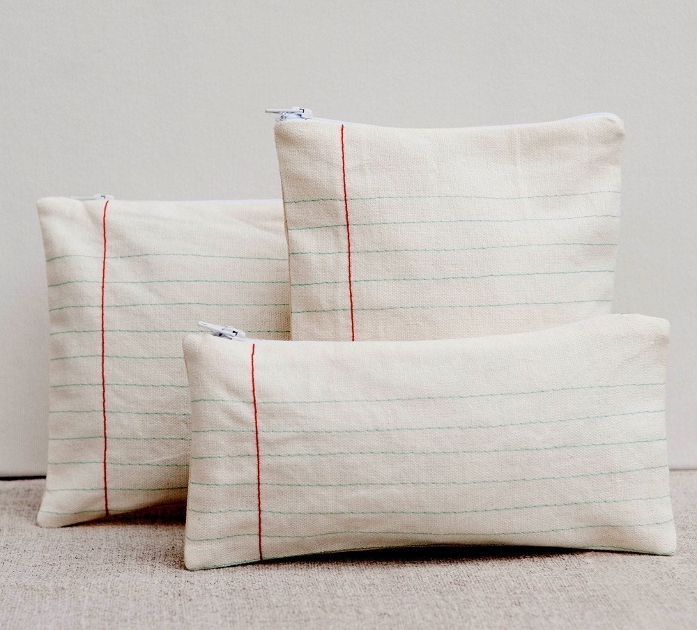 lined paper zippered case