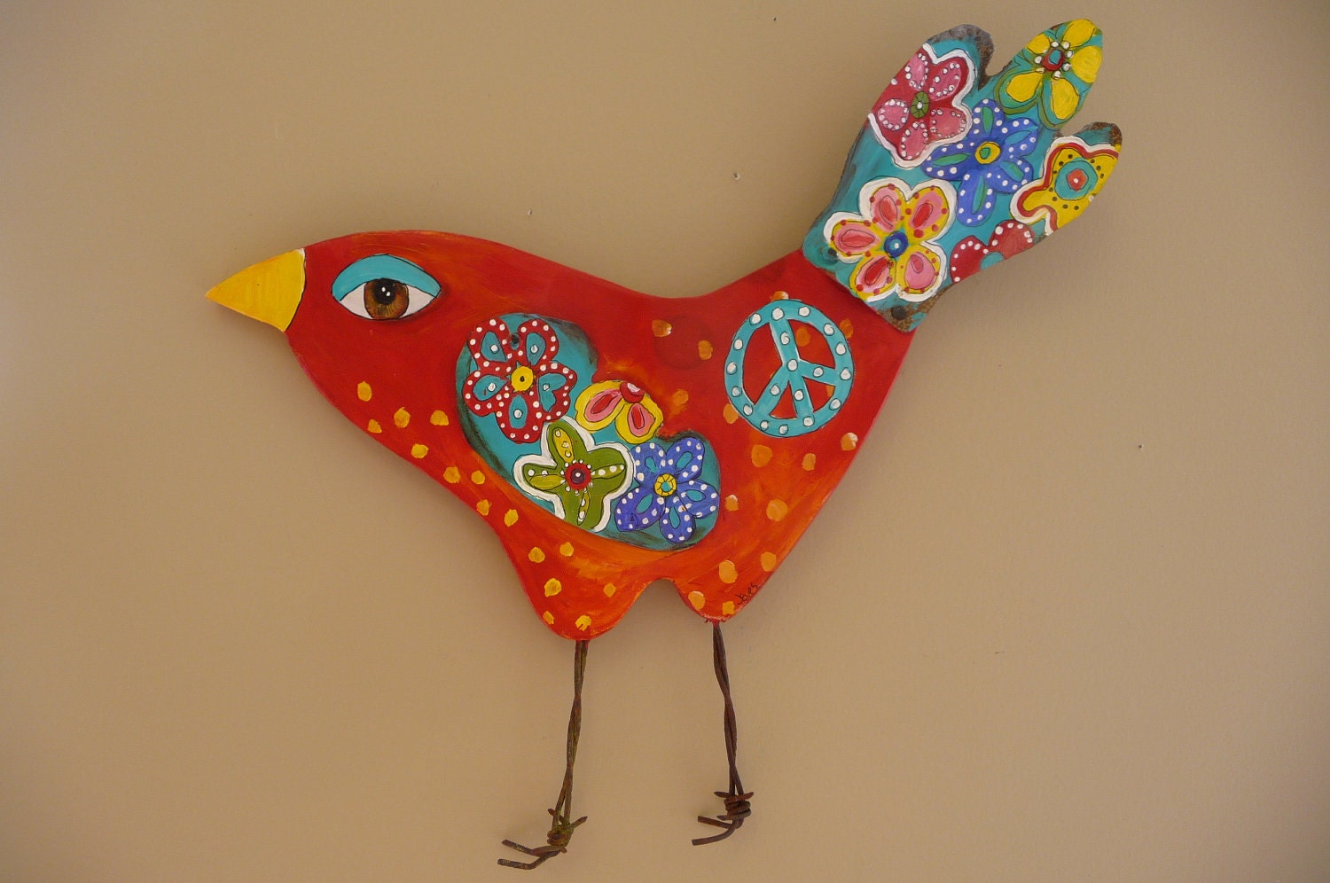 BoHo Bird Repurposed Art Wall Decor