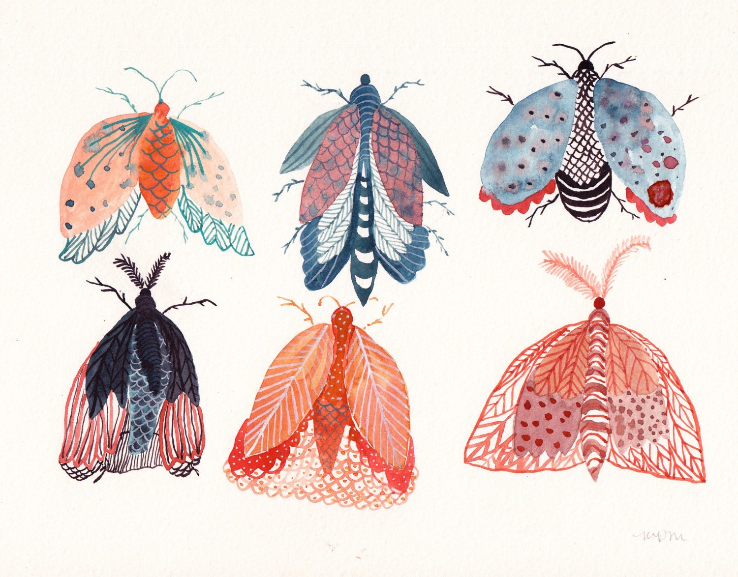 Insect Group - Original Watercolor Painting