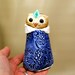Figurine Vessel Art, Sculpture - Ceramic Owl Jar - Miniature Zoomorphic Vessel by Jill Taylor