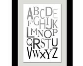 Modern Alphabet - 11x17 Print - Perfect for Nursery or Playroom - Kids Wall Art - Choose Your Colors - Shown in Gray and Black