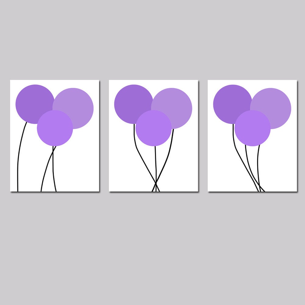 Balloon Trio - Set of Three Coordinating 8x10 Children's Prints - Kids Wall Art - Modern Nursery - Choose Your Colors