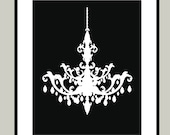 Chandelier - 8x10 Print - Modern Chandelier Silhouette - Choose Your Colors - Shown in Black, Gray, Aqua, Yellow, and More
