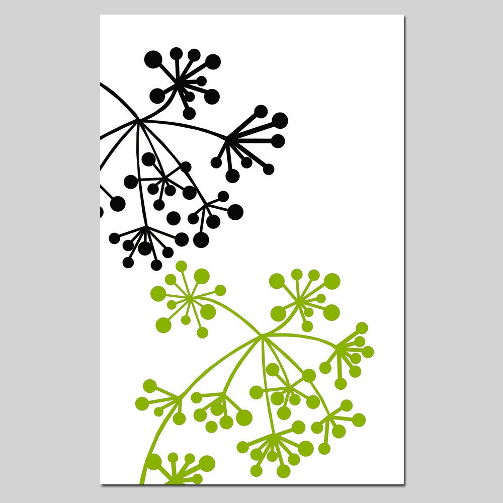 Modern Botanical - 11x17 Large Print - Original Design - Dots, Floral, Geometric - Choose Your Colors