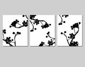 Modern Decor Botanical Trio - Set of Three 11x14 Coordinating Prints - Choose Your Colors - Shown in Black, White, Yellow, Gray, and More