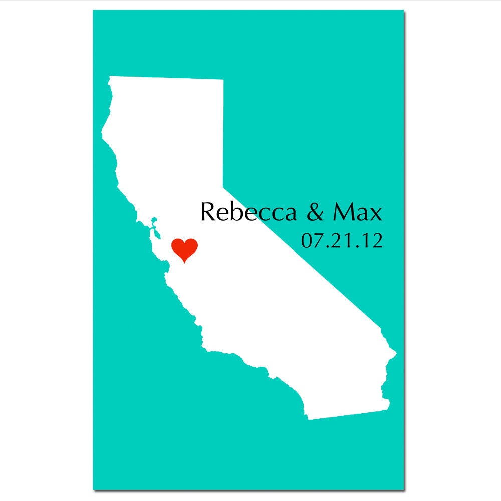 Personalized Love State Map 11x17 Custom Print - Wedding Poster, Guestbook, Anniversary Gift, Engagement, Housewarming