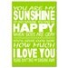You Are My Sunshine, My Only Sunshine - 11x17 Print - Nursery Decor - Choose Your Colors - Shown in Turquoise, Light Aqua Blue, and More