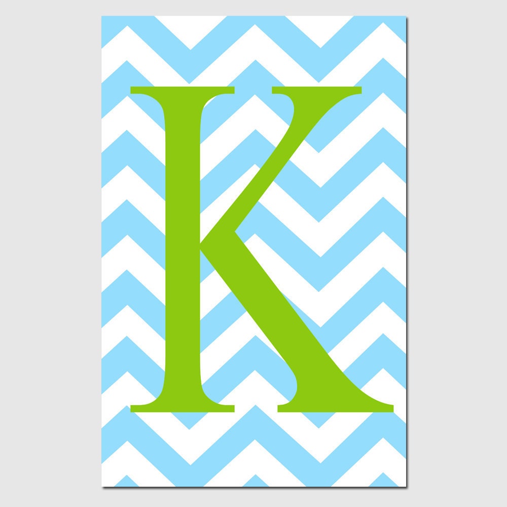 Modern Chevron Monogram Trio - Set of Three 11x17 Customizable Zig Zag Chevron Initial Prints - Choose Your Colors - Kids Wall Art