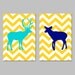 Set of Two Modern Chevron Deer Silhouette Prints - Buck and Doe - 11x14 Chevron Zig Zag - Kids Wall Art - Teen - Choose Your Colors