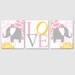 Modern Elephant Love Trio - Set of Three 8x10 Nursery Prints - Choose Your Colors - Shown in Soft Pink, Gray, Yellow, White