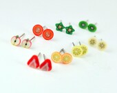 7 Day Stud Plus One Free. Handmade miniature polymer clay food jewlery