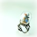 One of a Kind Elephant Ring in Pyrex Glass Dome. Handmade Miniature Polymer Clay Jewelry. Dainty Animal Diorama. Glass Dome Ring.