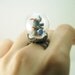 One of a Kind Elephant Ring in Pyrex Glass Dome. Handmade Miniature Polymer Clay Jewelry. Dainty Animal Diorama. Glass Dome Ring.