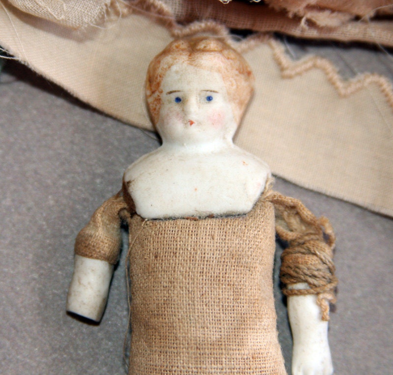 Antique Porcelain and Fabric Doll 1800's