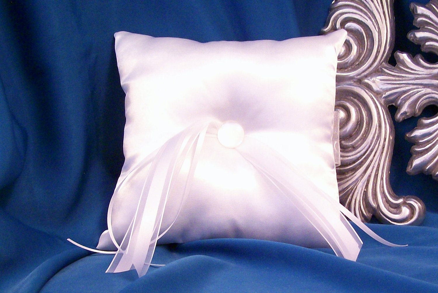 Simply Classic White Satin Ring Bearer Pillow