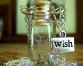 Dandelion Wishes Glass Bottle Necklace  Make a Wish Necklace with Dandelion Seeds Wire Wrapped - 30 inches