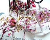 Tree of Life Fused Glass Pendant Cherry Blossoms A KarmaBeads Original